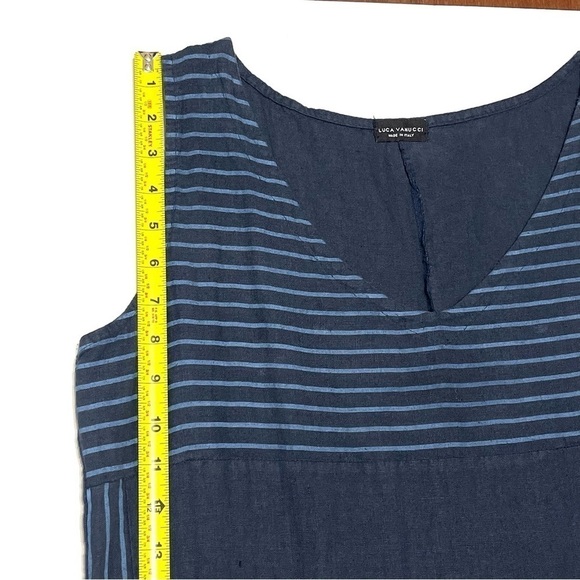 Luca Vanucci Woman 100% LINEN Blue with Stripes Italy Dress Size M - Picture 10 of 16